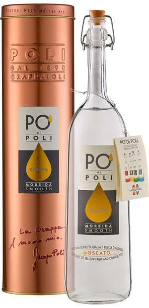 Jacopo Poli, Grappa Po´di Poli Morbida Moscato, in Geschenkröhre
