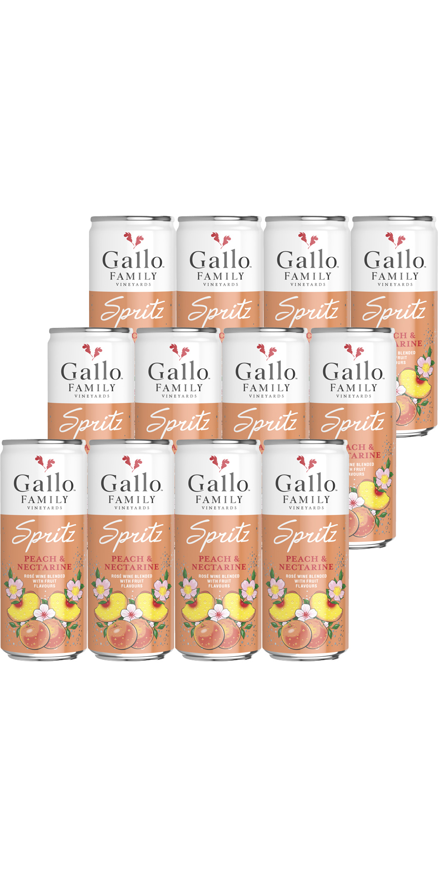 Sparpaket: 12 Dosen Gallo Family Vineyards, SPRITZ PFIRSICH NEKTARINE, Kalifornien 12 x 0,25 l