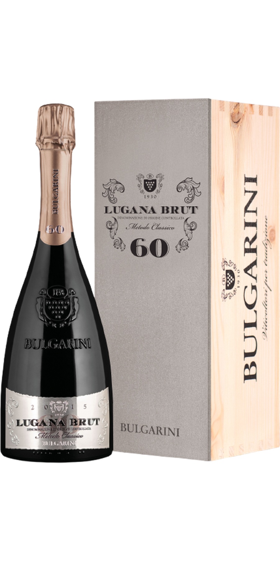 Cantina Bulgarini, 2015er Lugana DOC Brut Metodo Classico 60 mesi in hochwertiger Holzkiste