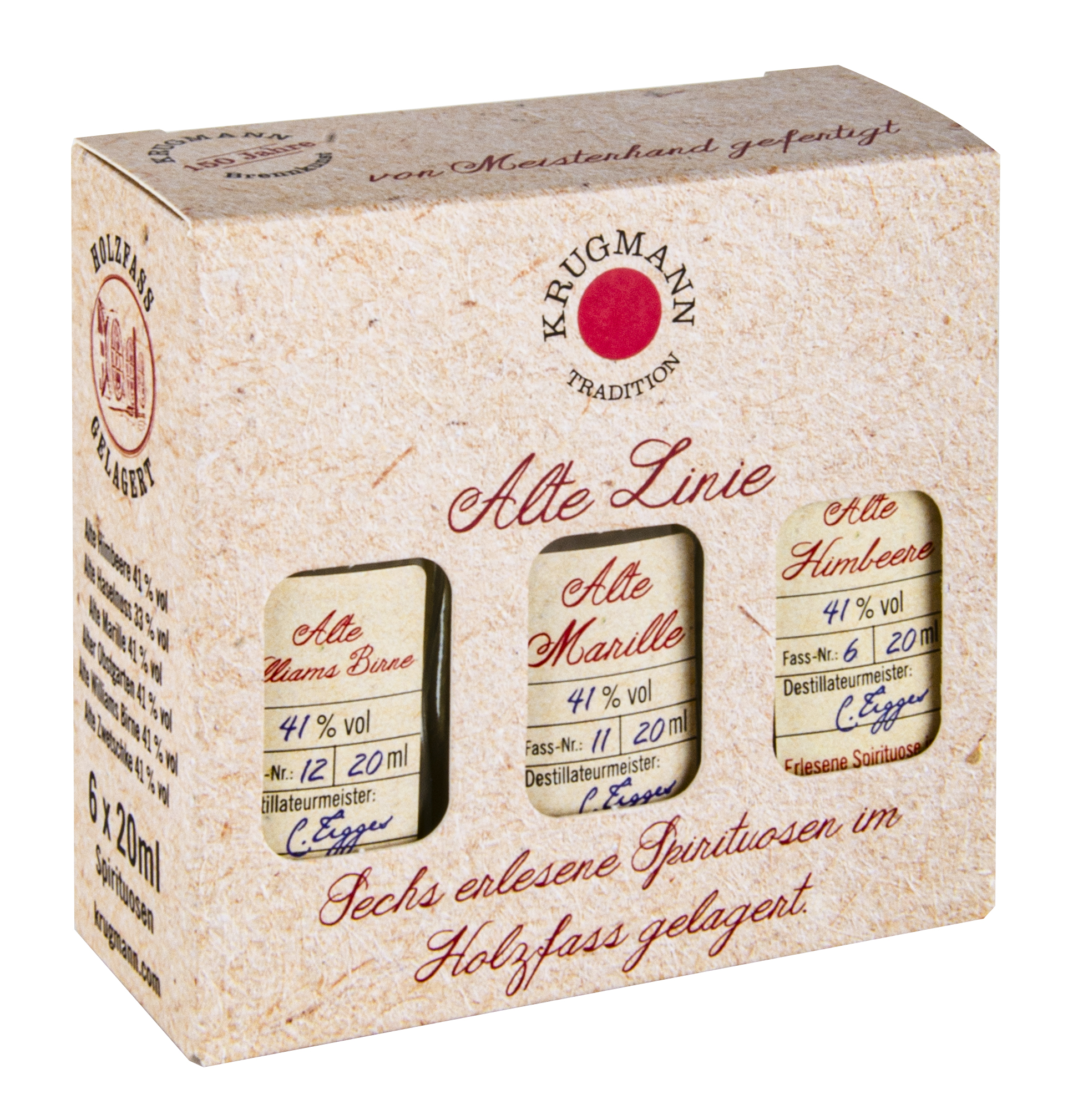 Krugmann, Alte Linie Obstbrände Mix-Box - 6 x 0,02 l