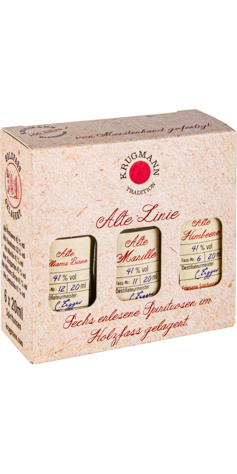Krugmann, Alte Linie Obstbrände Mix-Box - 6 x 0,02 l