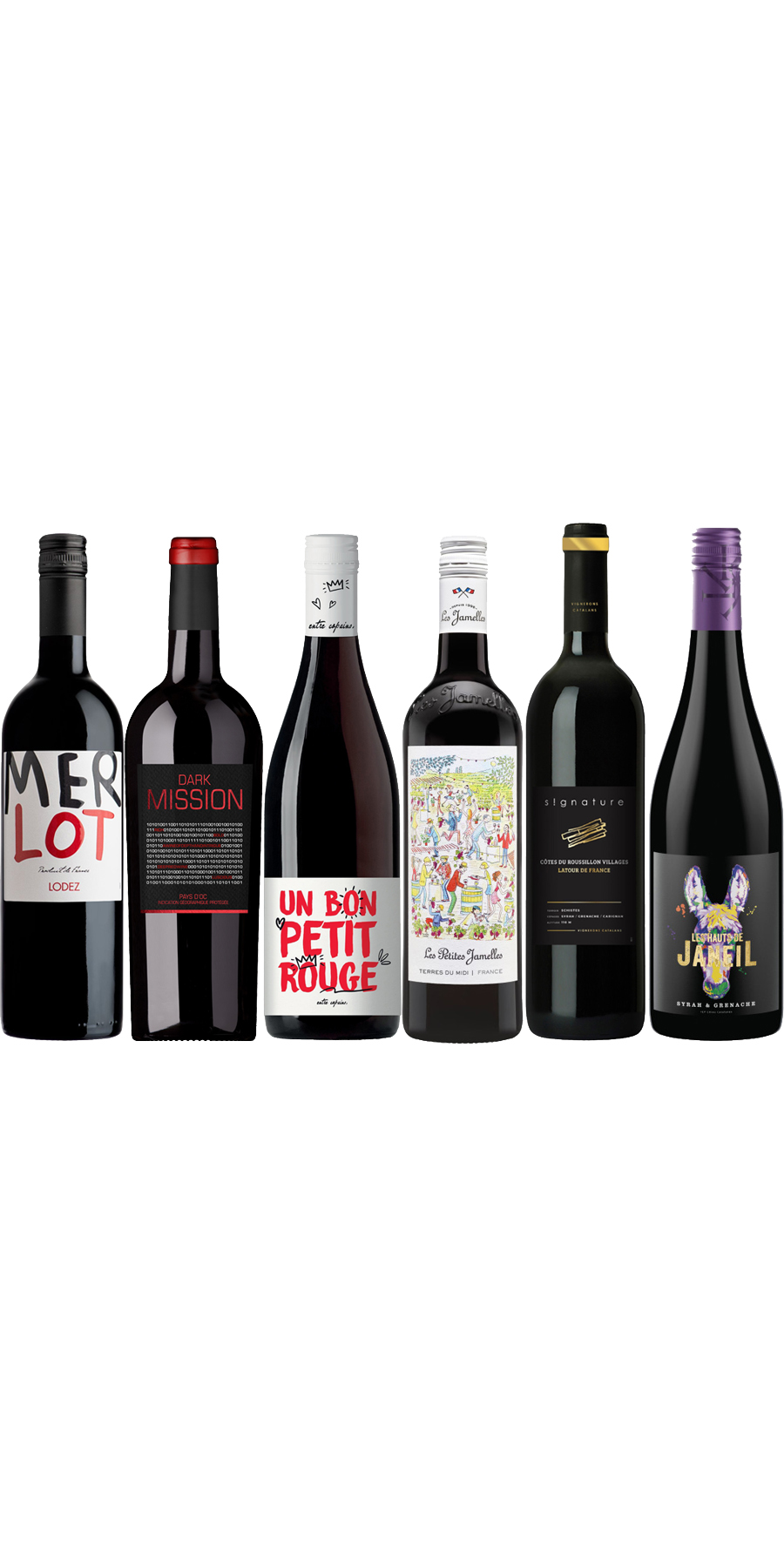 Südfrankreich 6er Rotwein-Probierpaket - "Mediterrane Genussreise"
