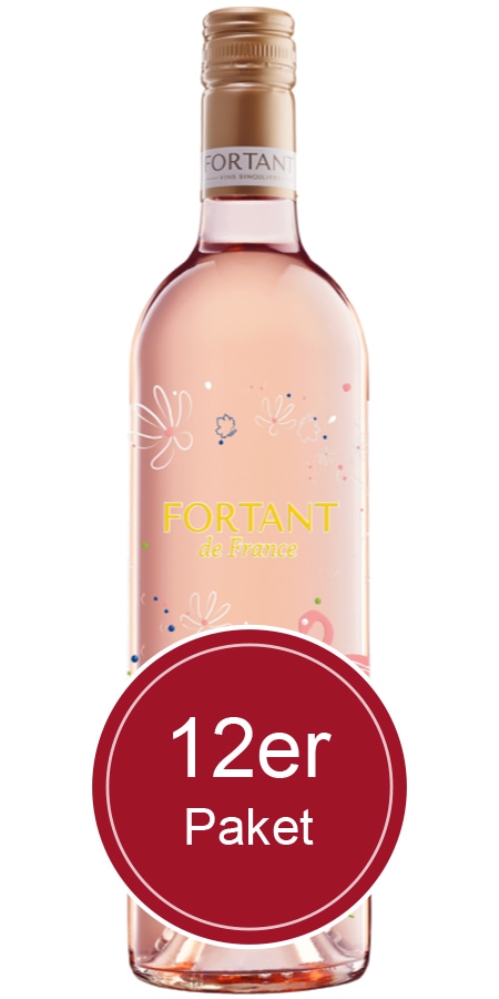 Sparpaket: 12 Flaschen Fortant de France, Merlot Rose Edition, Vin de Pays d'Oc