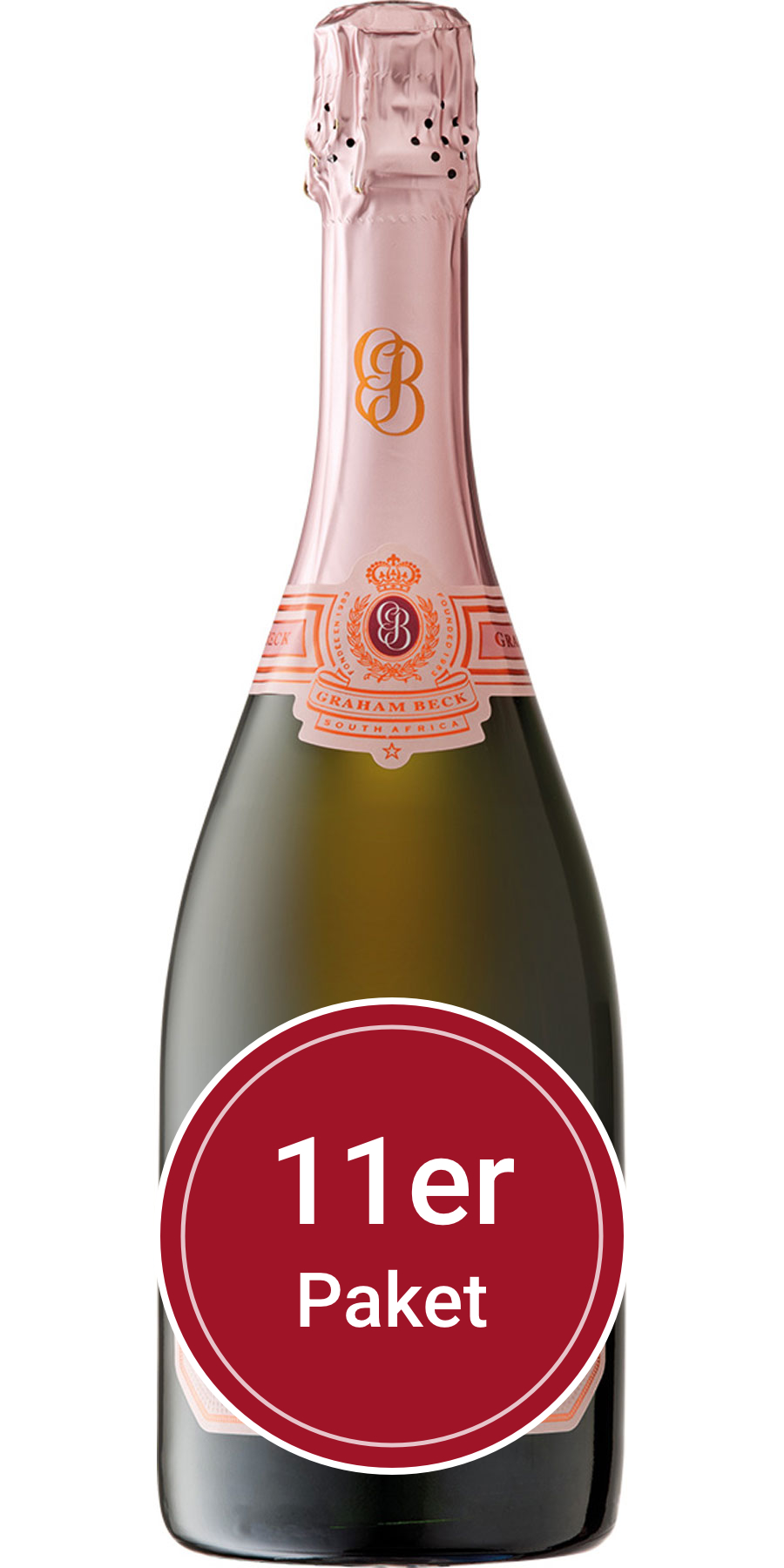 Sparpaket: 11 Flaschen Graham Beck Estate, Cap Classique Brut Rosé, Western Cape