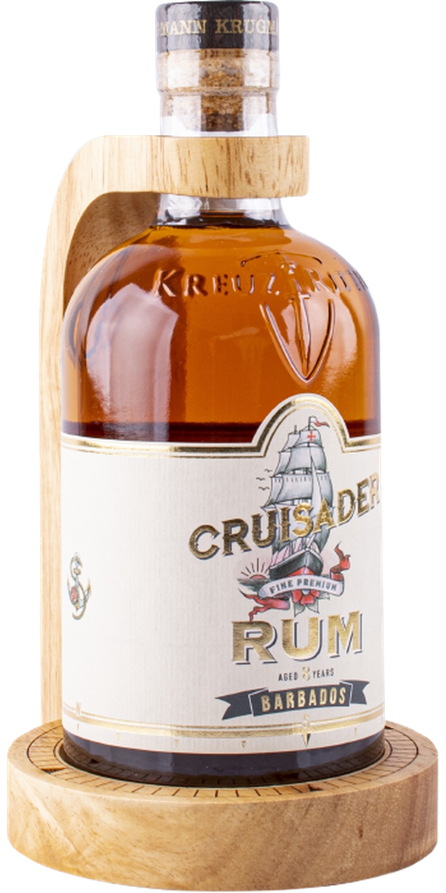 Krugmann, Cruisader Rum - 8 Years aged, Barbados - mit Holzhalter