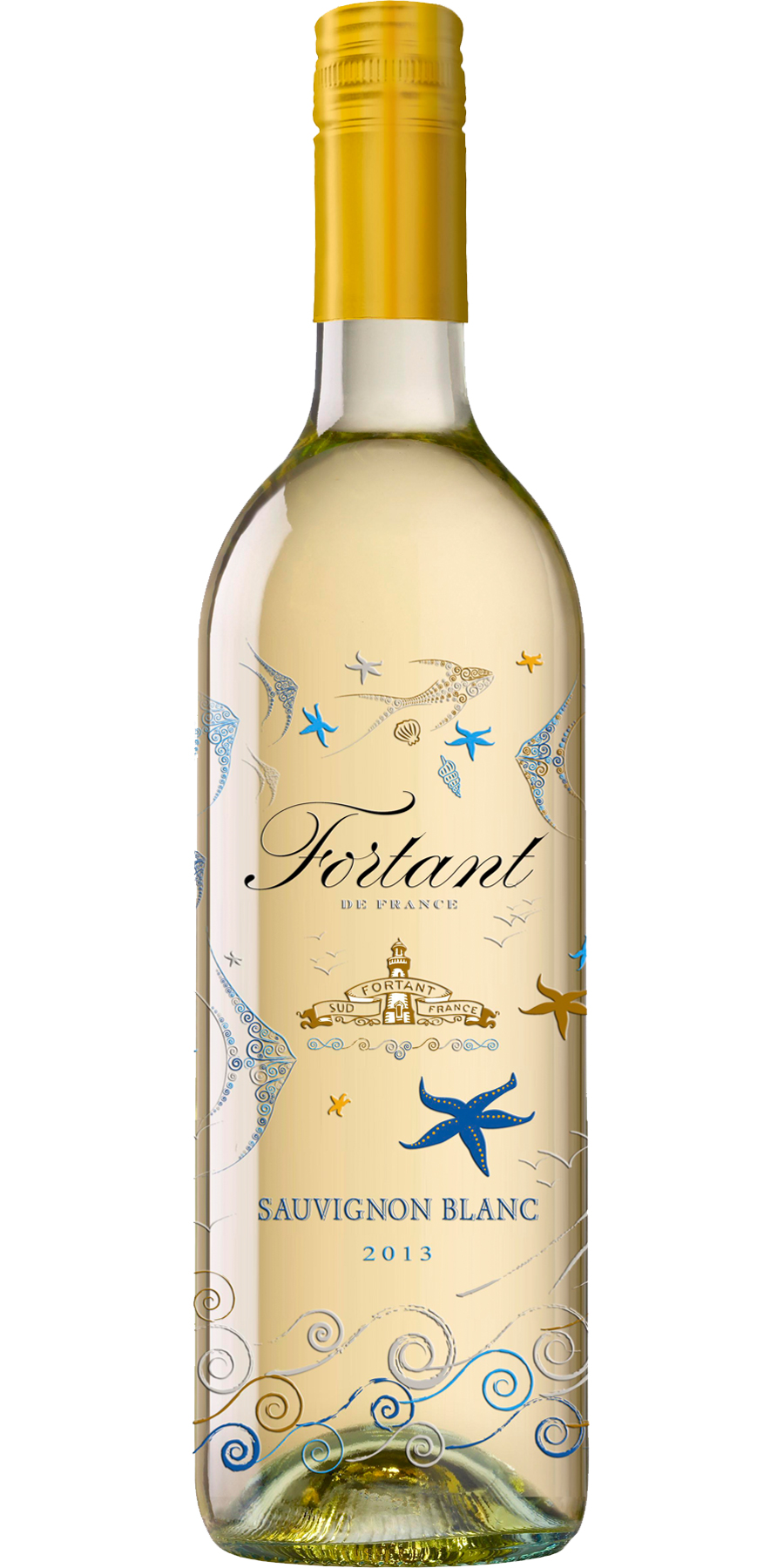 Fortant de France, Sauvignon Blanc Edition Serigrafiert, Vin de Pays d'Oc -in serigrafierter Flasche