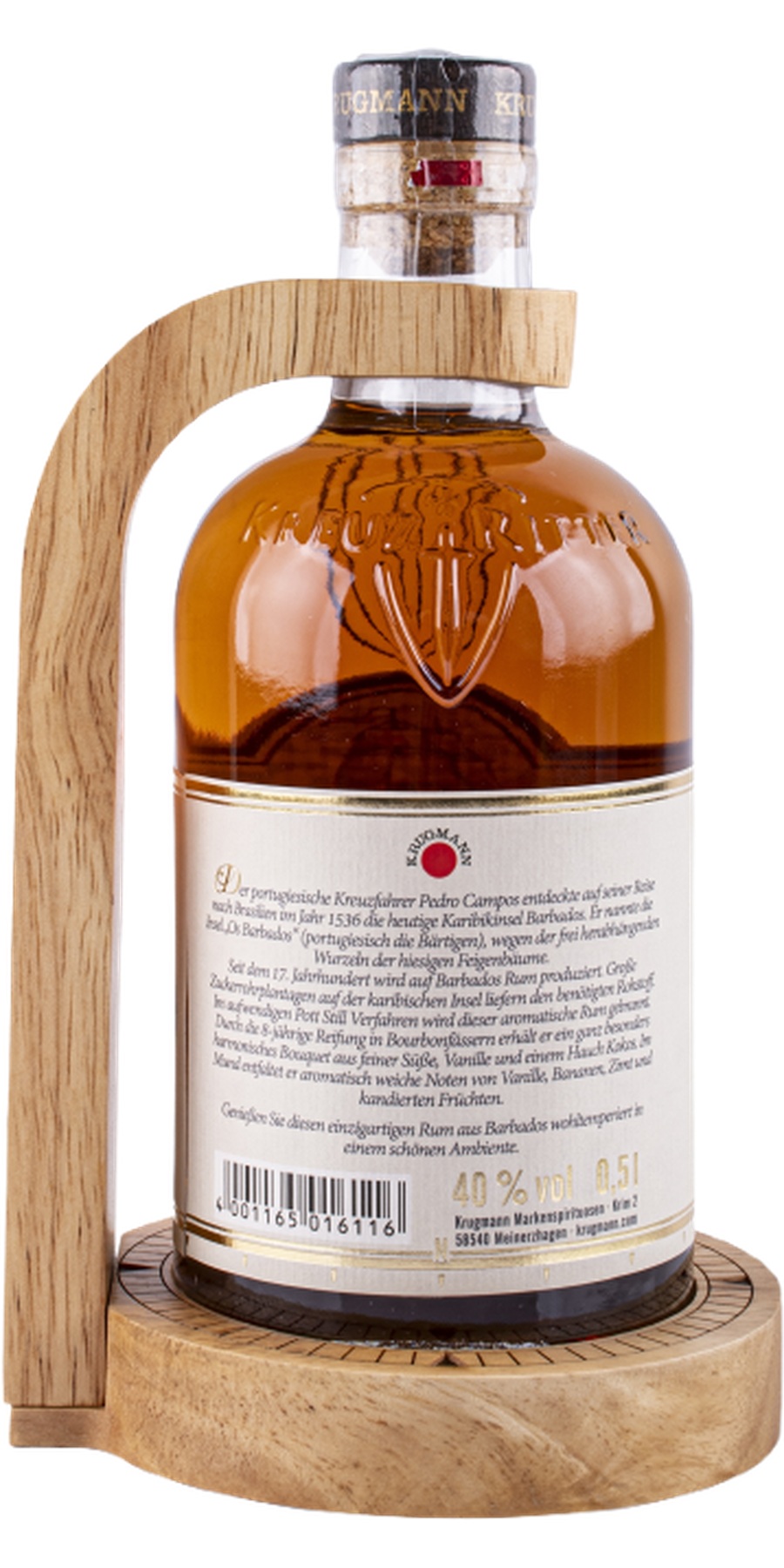 Krugmann, Cruisader Rum - 8 Years aged, Barbados - mit Holzhalter