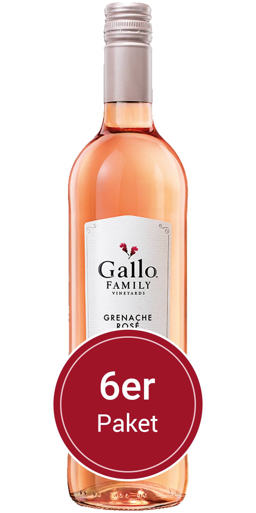 6 Flaschen 0,75 l Vineyards, Gallo Kalifornien Family Rose, Grenache