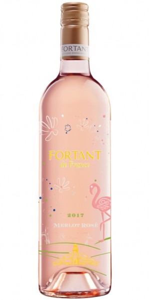 Fortant de France, Merlot Rose Serigrafiert, Vin de Pays d&#039;Oc - in serigrafierter Flasche